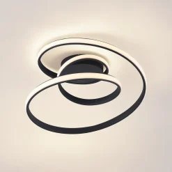 Lucande LED-loftlampe Sakina, sort, metal, Ø 48 cm