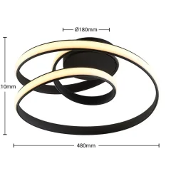 Lucande LED-loftlampe Sakina, sort, metal, Ø 48 cm