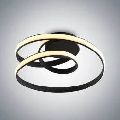 Lucande LED-loftlampe Sakina, sort, metal, Ø 48 cm