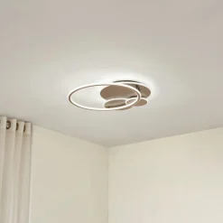 Lucande LED-loftslampe Circulo, kaffebrun, CCT, dæmpbar