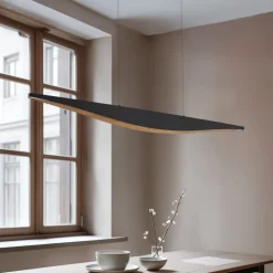 Lucande LED-pendellampe Clavit, sort, 140 cm, dæmpbar