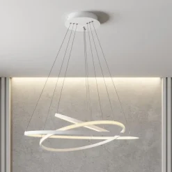 Lucande LED-pendellampe Ezana, hvid, metal, Ø 80 cm