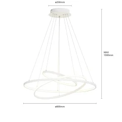 Lucande LED-pendellampe Ezana, hvid, metal, Ø 80 cm