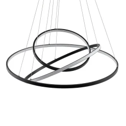 Lucande LED-pendellampe Ezana, sort, metal, Ø 80 cm