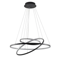 Lucande LED-pendellampe Ezana, sort, metal, Ø 80 cm