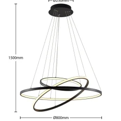 Lucande LED-pendellampe Ezana, sort, metal, Ø 80 cm