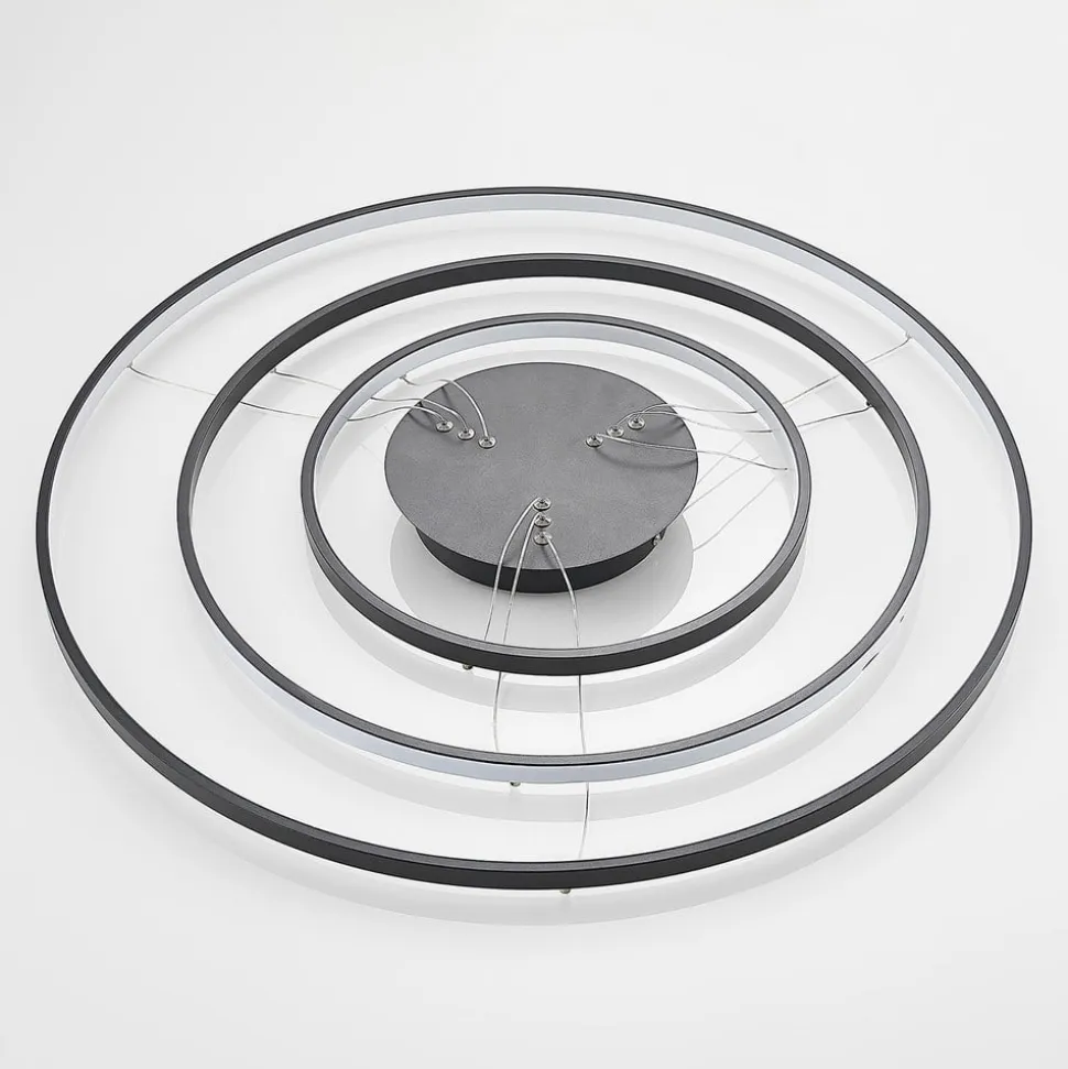 Lucande LED-pendellampe Ezana, sort, metal, Ø 80 cm