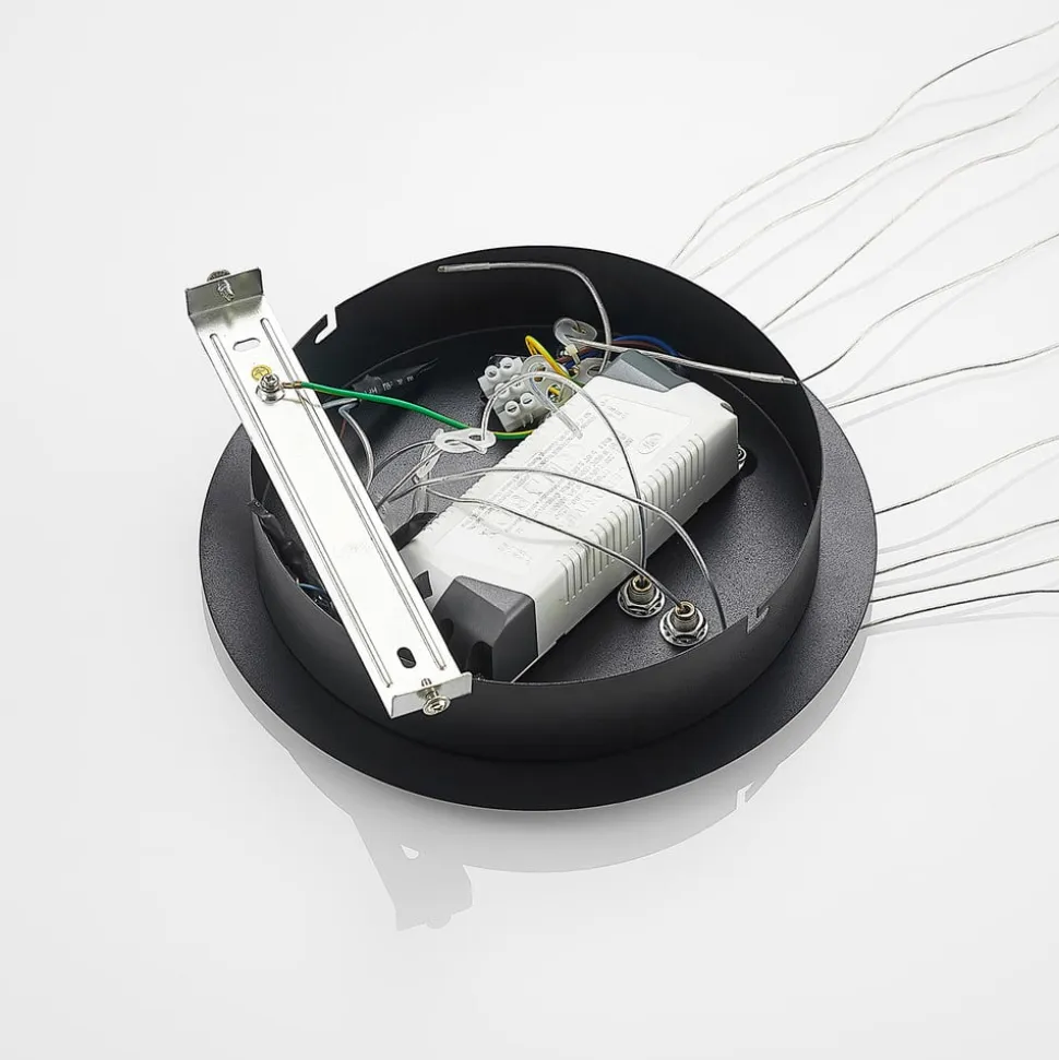 Lucande LED-pendellampe Ezana, sort, metal, Ø 80 cm