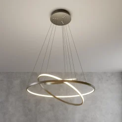 Lucande LED-pendellampe Ezana, nikkel, metal, Ø 80 cm