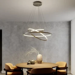 Lucande LED-pendellampe Ezana, nikkel, metal, Ø 80 cm