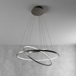 Lucande LED-pendellampe Ezana, nikkel, metal, Ø 80 cm