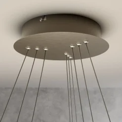 Lucande LED-pendellampe Ezana, nikkel, metal, Ø 80 cm