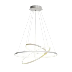 Lucande LED-pendellampe Ezana, nikkel, metal, Ø 80 cm