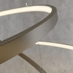 Lucande LED-pendellampe Ezana, nikkel, metal, Ø 80 cm