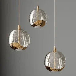 Lucande LED-pendellampe Hayley, Ø 25 cm, 3 lyskilder, guld, glas