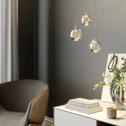 Lucande LED-pendellampe Hayley, Ø 25 cm, 3 lyskilder, guld, glas