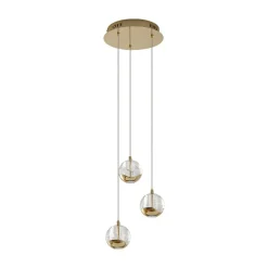 Lucande LED-pendellampe Hayley, Ø 25 cm, 3 lyskilder, guld, glas