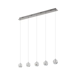 Lucande LED-pendellampe Hayley, 96 cm, 5 lyskilder, krom, glas