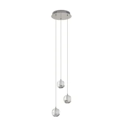 Lucande LED-pendellampe Hayley, Ø 25 cm, 3 lyskilder, krom, glas