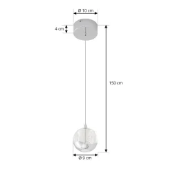 Lucande LED-pendellampe Hayley, Ø 9 cm, kromfarvet, glas