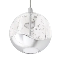 Lucande LED-pendellampe Hayley, Ø 9 cm, kromfarvet, glas