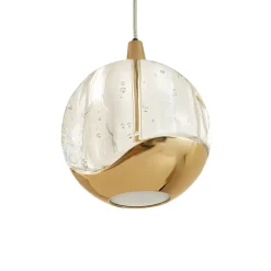 Lucande LED-pendellampe Hayley, 96 cm, 5 lyskilder, guld, glas