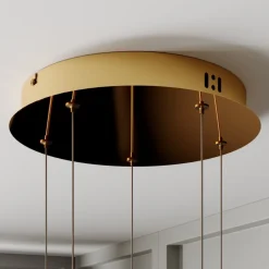 Lucande LED-pendellampe Hayley, Ø 30 cm, 5 lyskilder, guld, glas