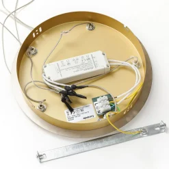 Lucande LED-pendellampe Hayley, Ø 30 cm, 5 lyskilder, guld, glas