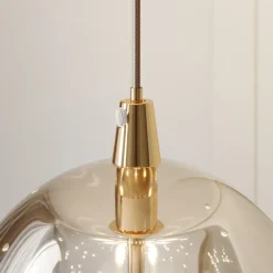 Lucande LED-pendellampe Hayley, Ø 30 cm, 5 lyskilder, guld, glas