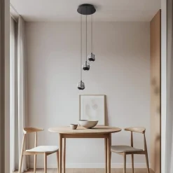 Lucande LED-pendellampe Hayley, sort, 3 lyskilder, glas