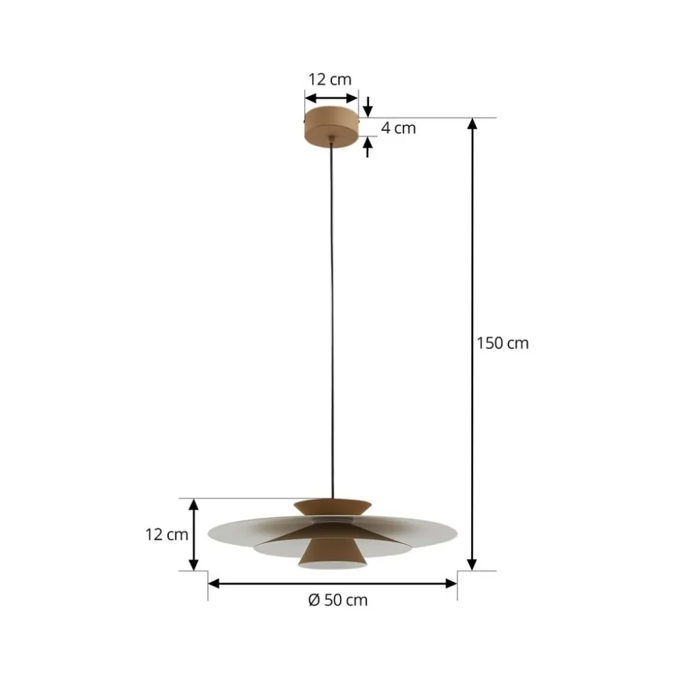 Lucande LED-pendellampe Livie, beige, aluminium, Ø 50 cm