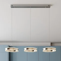 Lucande LED-pendellampe Lyani, 115 cm, 3 lyskilder, krom, dæmpbar