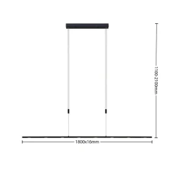 Lucande LED-pendellampe Stakato, 180 cm, 8 lyskilder, dæmpbar