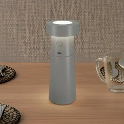 Lucande LED-saltbøsse Salt, lysegrå, batteri, IP44