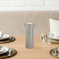 Lucande LED-saltbøsse Salt, lysegrå, batteri, IP44