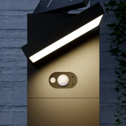 Lucande LED-solcellelampe Silvan, 100 cm, sensor, antracit