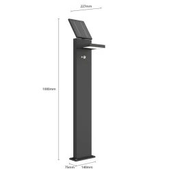 Lucande LED-solcellelampe Silvan, 100 cm, sensor, antracit