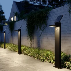 Lucande LED-solcellelampe Silvan, 100 cm, sensor, antracit