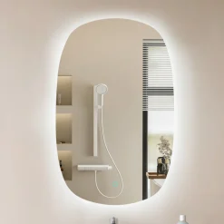 Lucande LED-spejl Celestiel, oval, opvarmbar, CCT, 80 cm