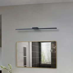 Lucande LED-spejllampe Kivana, sort, metal, 90 cm, IP44