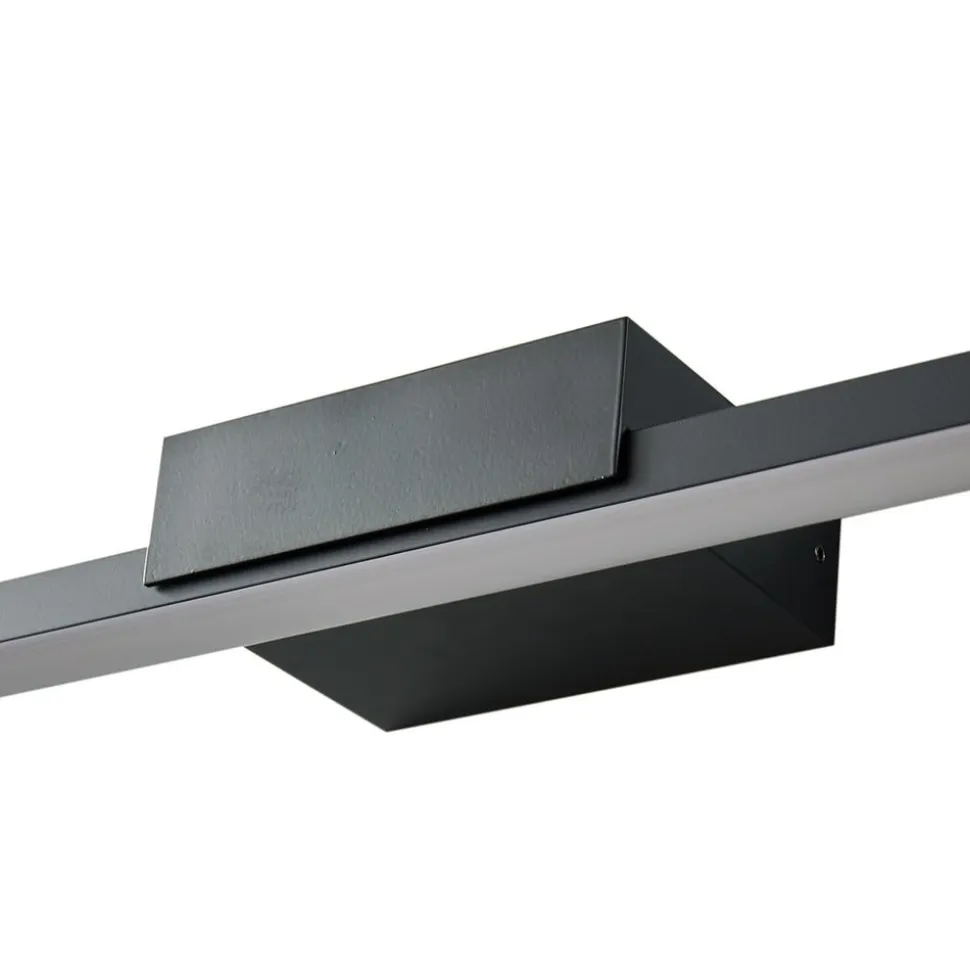 Lucande LED-spejllampe Kivana, sort, metal, 90 cm, IP44