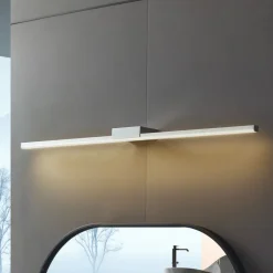 Lucande LED-spejllampe Kivana, krom, metal, 90 cm, IP44