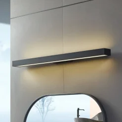 Lucande LED-spejllampe Zafira, sort, aluminium, 90 cm, IP44