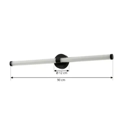 Lucande LED-væglampe Melisa, sort, 90 cm, CCT, IP44