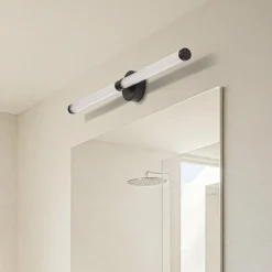 Lucande LED-væglampe Melisa, sort, 90 cm, CCT, IP44