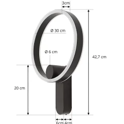 Lucande LED-væglampe Yekta, direkte, sort, dæmpbar