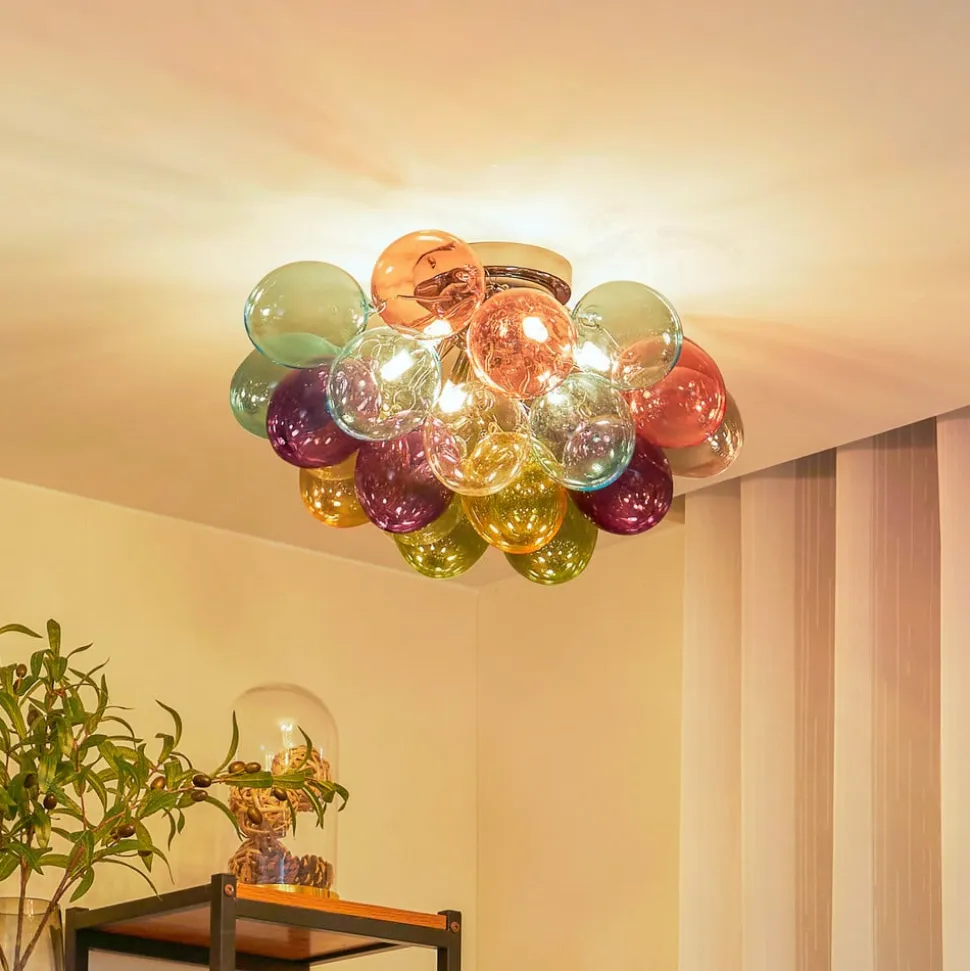 Lucande loftlampe Diborah, farvet, glas, Ø 50 cm, G9