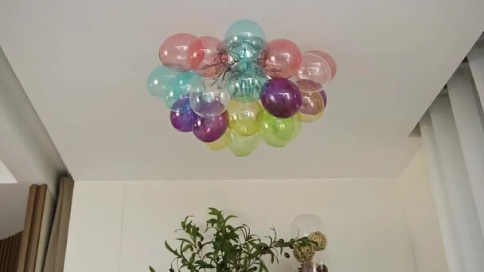 Lucande loftlampe Diborah, farvet, glas, Ø 50 cm, G9