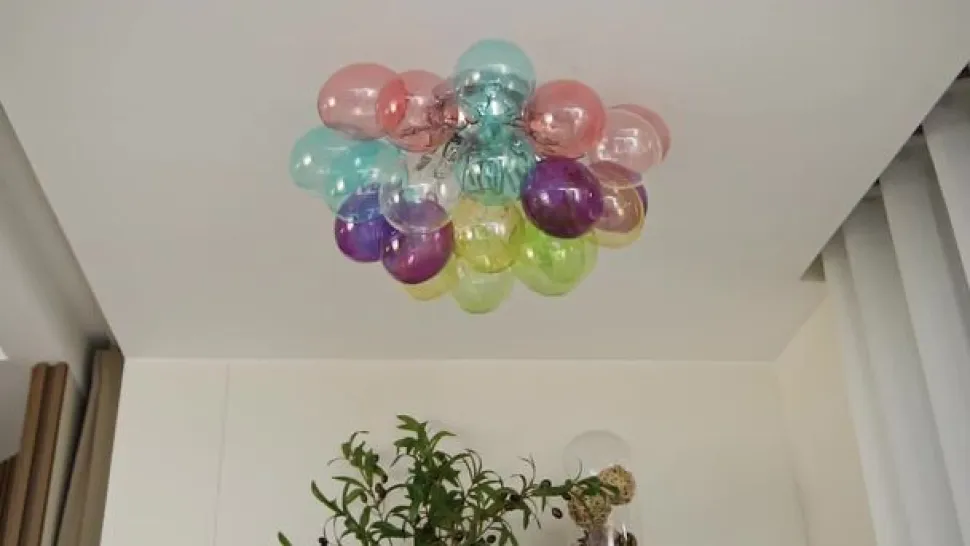 Lucande loftlampe Diborah, farvet, glas, Ø 50 cm, G9