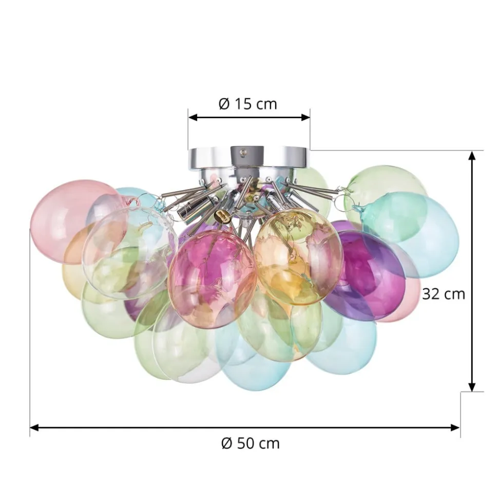 Lucande loftlampe Diborah, farvet, glas, Ø 50 cm, G9